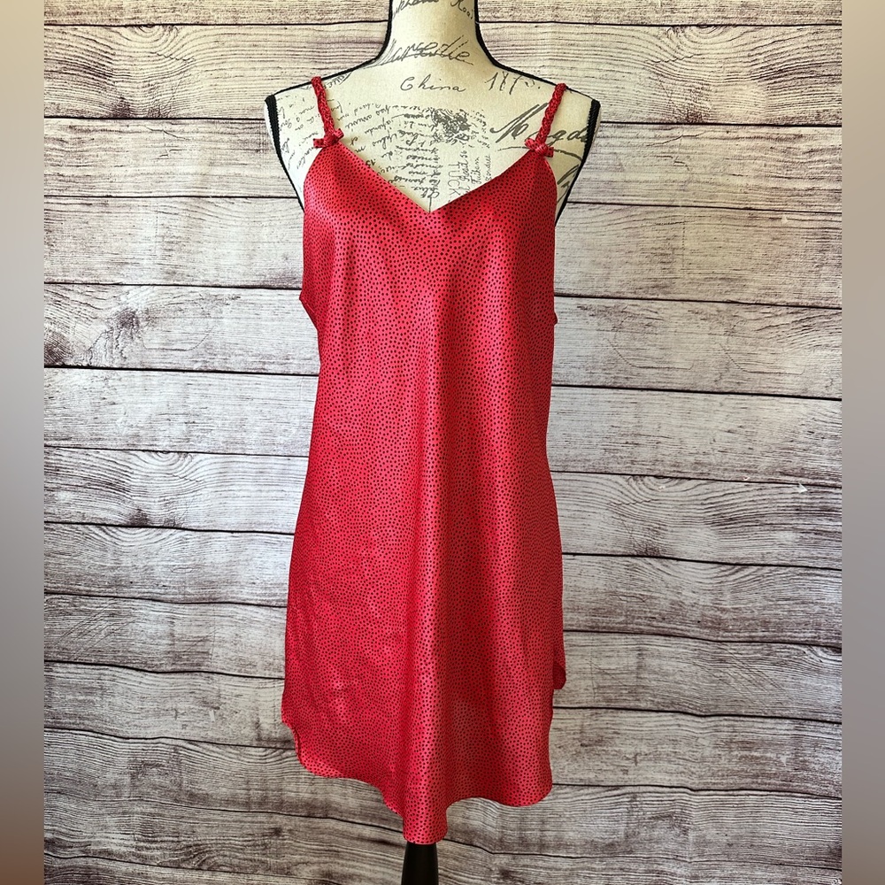 Jennifer Moore red polka dot slip dress nighty L